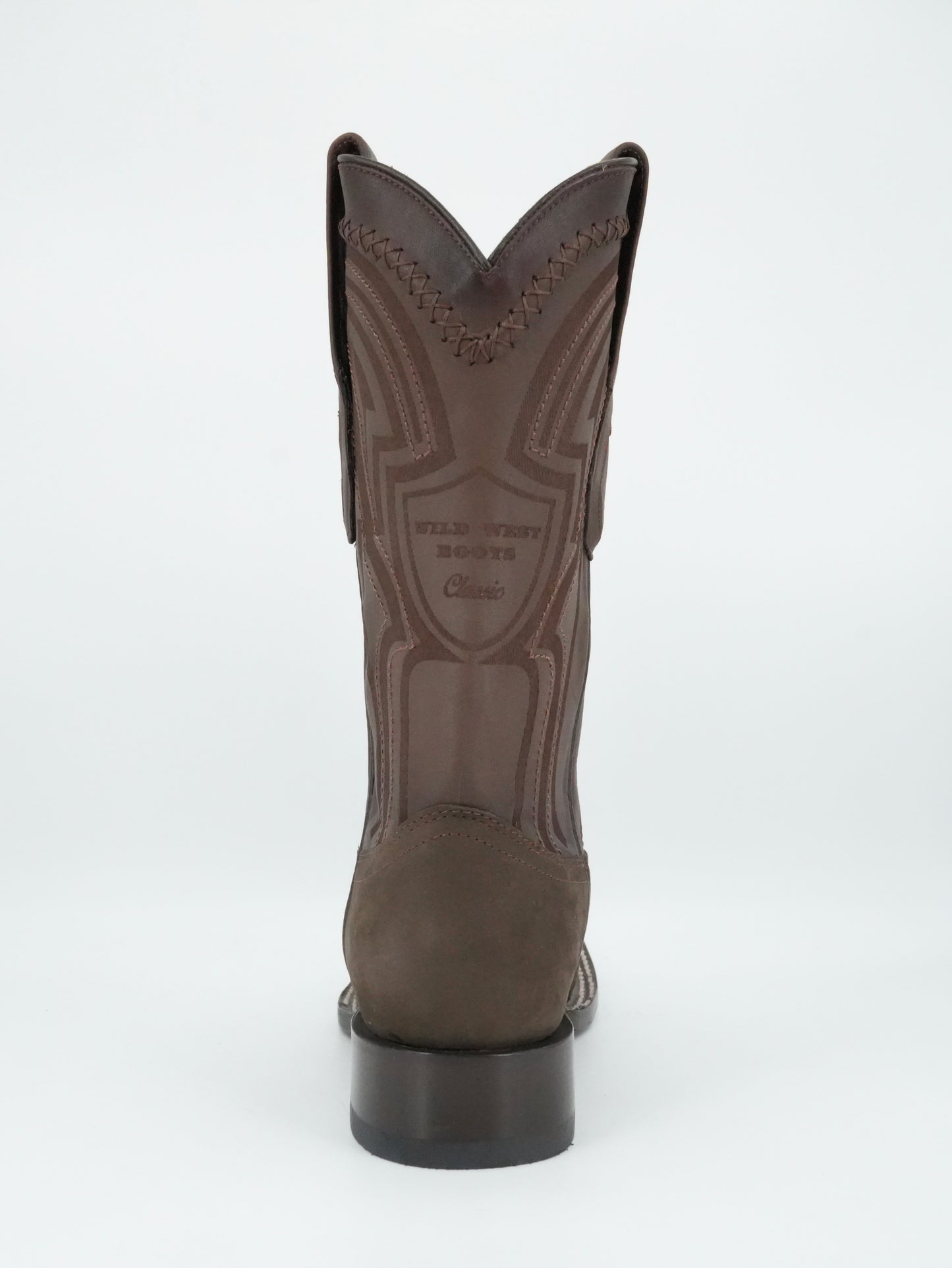 Wild West Men's Laser Nobuck Dark Tabacco Wide Square Toe Boot