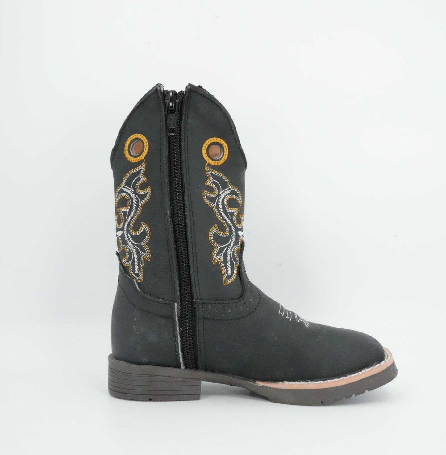 Black Stone Kid's Crazy Black Stitched Boots