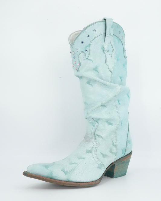 Frida Cuadra Women's Pointed Toe Light Blue Boot