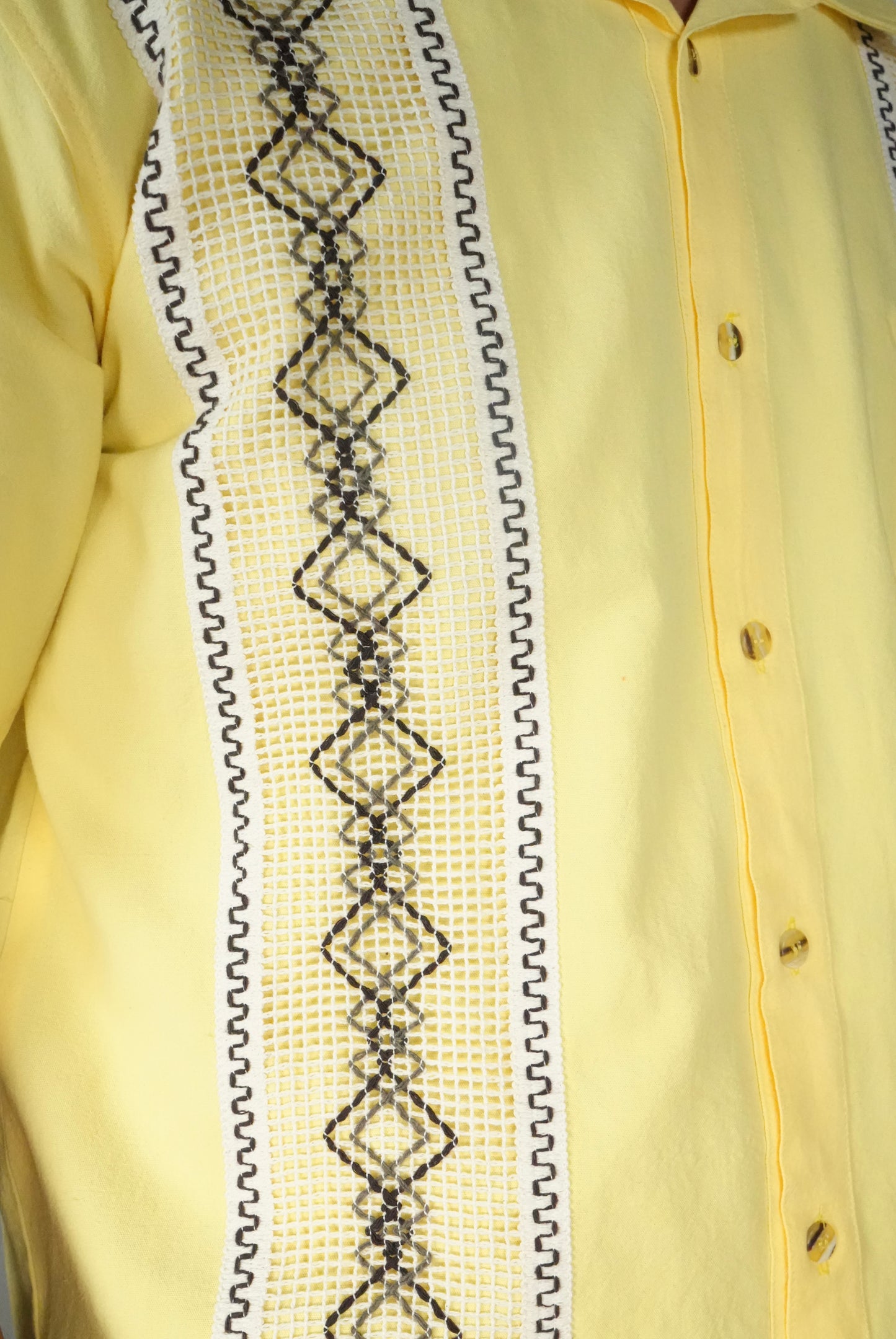 Men's Short Sleeve Cotton Guayabera - Yellow