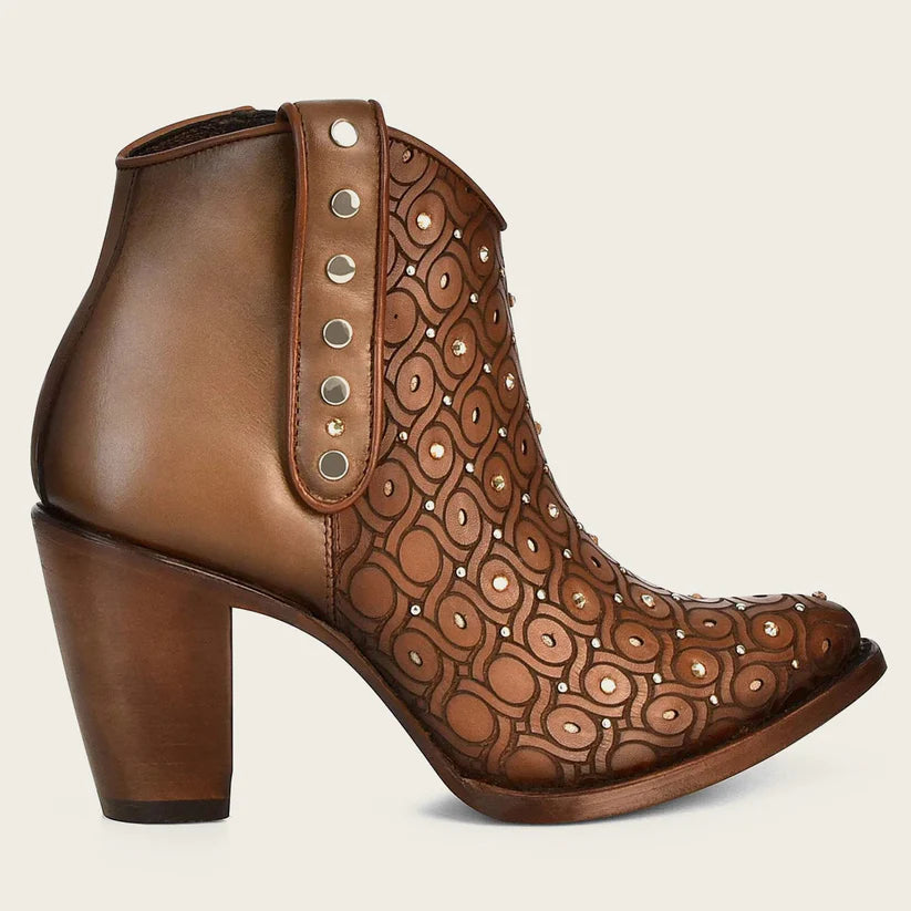 Cuadra Women's Handwoven Brown Leather Bootie