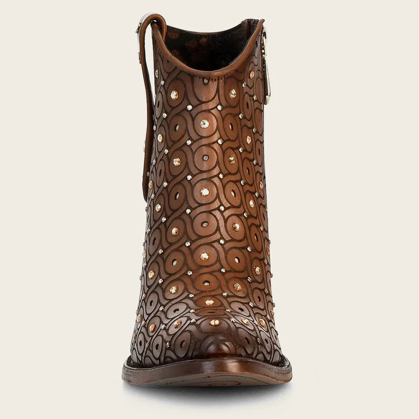 Cuadra Women's Handwoven Brown Leather Bootie