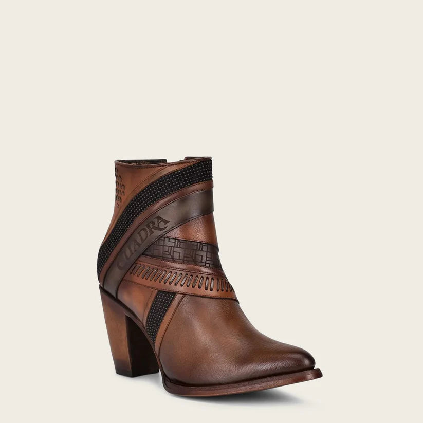 Cuadra Women's Hand Painted Brown Leather Bootie