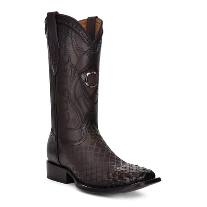 Cuadra Men's Black Woven Square Toe Leather Boot