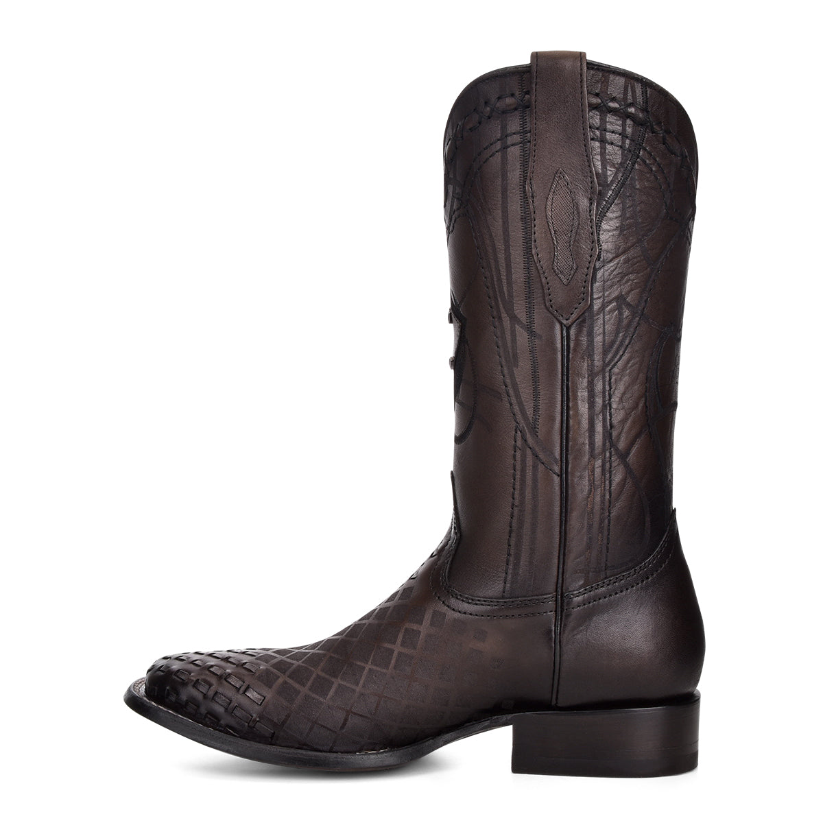 Cuadra Men's Black Woven Square Toe Leather Boot