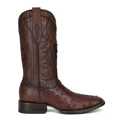 Cuadra Men's Dark Brown Genuine Ostrich Leather Square Toe Boot