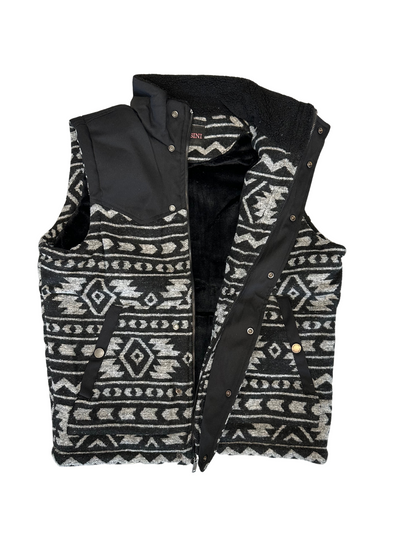 Lamasini Black & Gray Tribal Puffer Vest