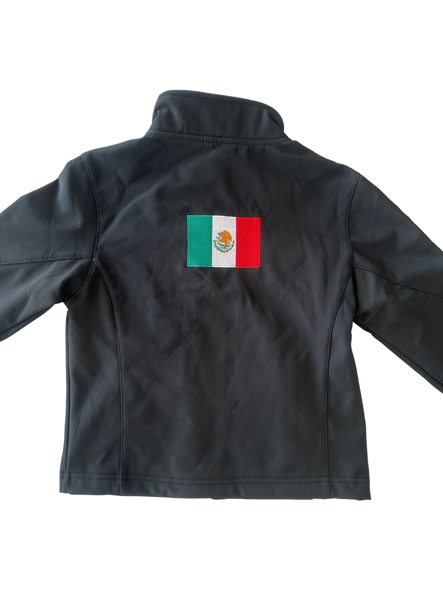 Kid's Unisex Rodeo Mexico Flag Softshell Jacket - Black