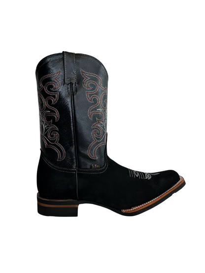 La Sierra Men's Black Nobuck Rodeo Toe Boot