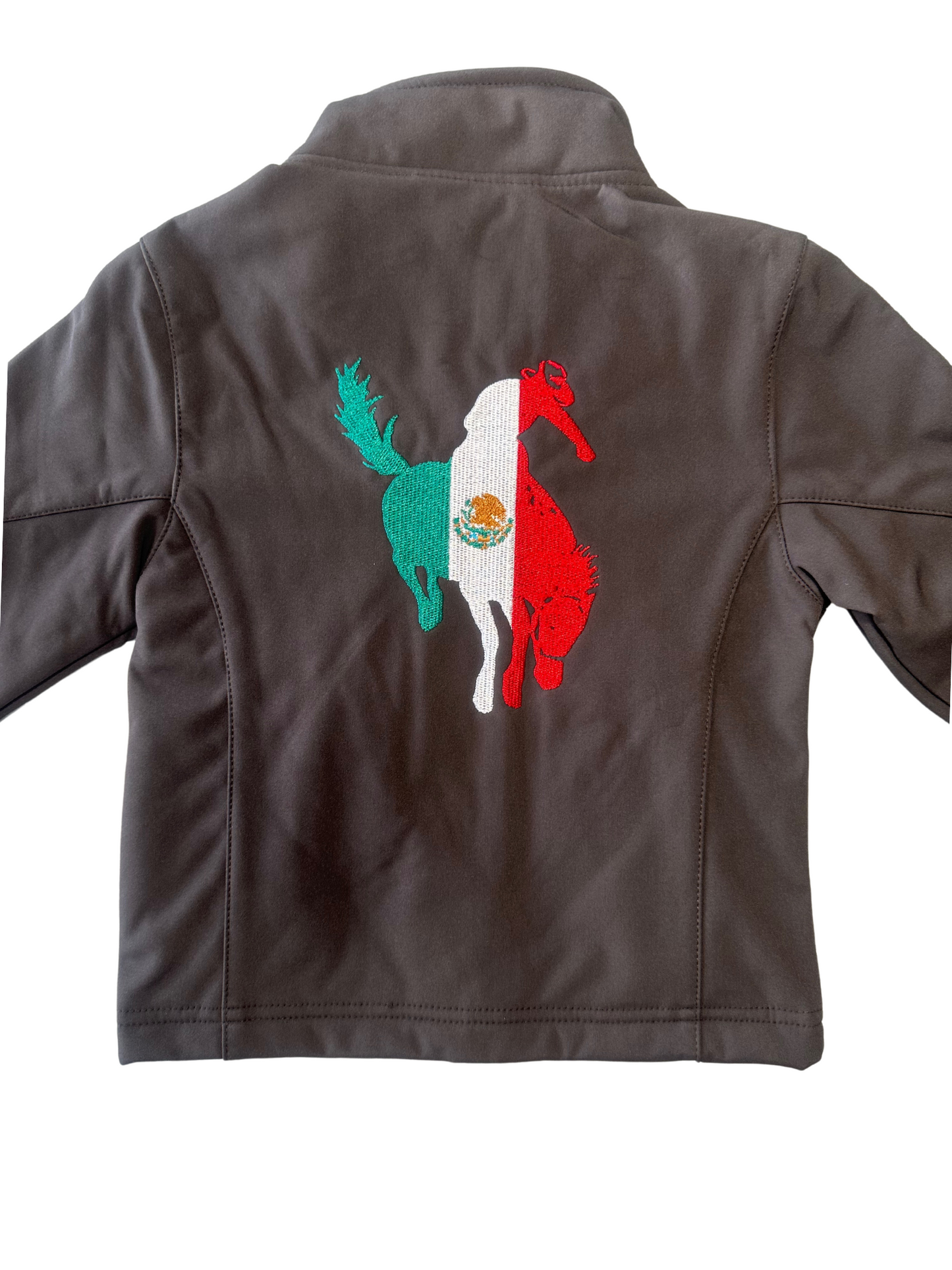 Kid's Unisex Rodeo Mexico Logo Softshell Jacket - Brown