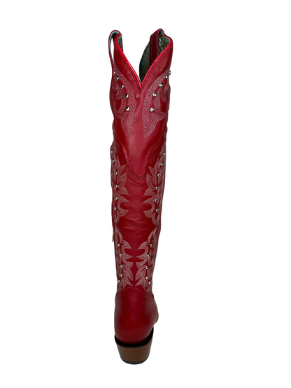 Quincy Red Tall Leather Boot