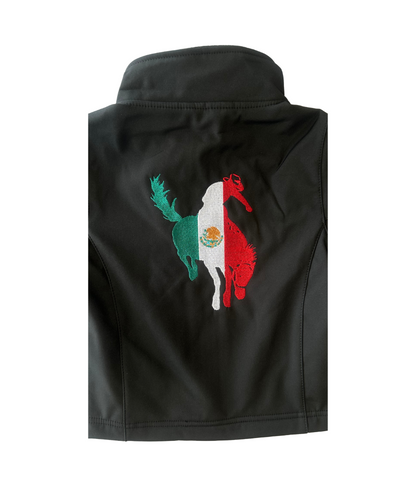 Kid's Unisex Rodeo Mexico Logo Softshell Jacket - Black
