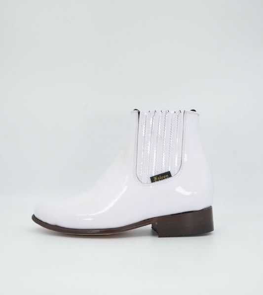 Falcon Kid's Charol White Charro Short Boot