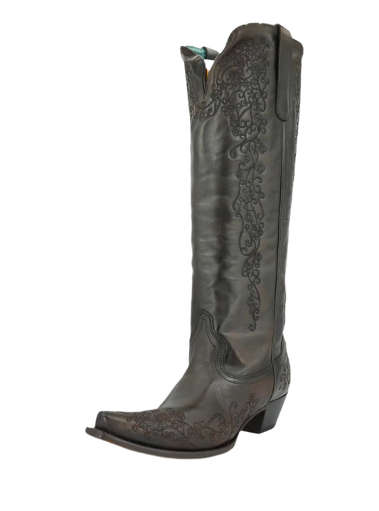Corral Women’s Black Honey Floral Leather Boot