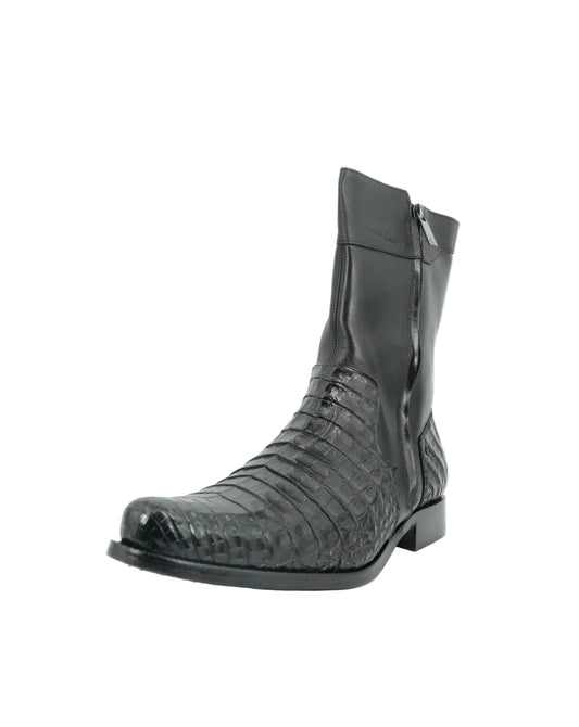 Cuadra Men's Genuine Caiman Belly Leather Short Boot - Black