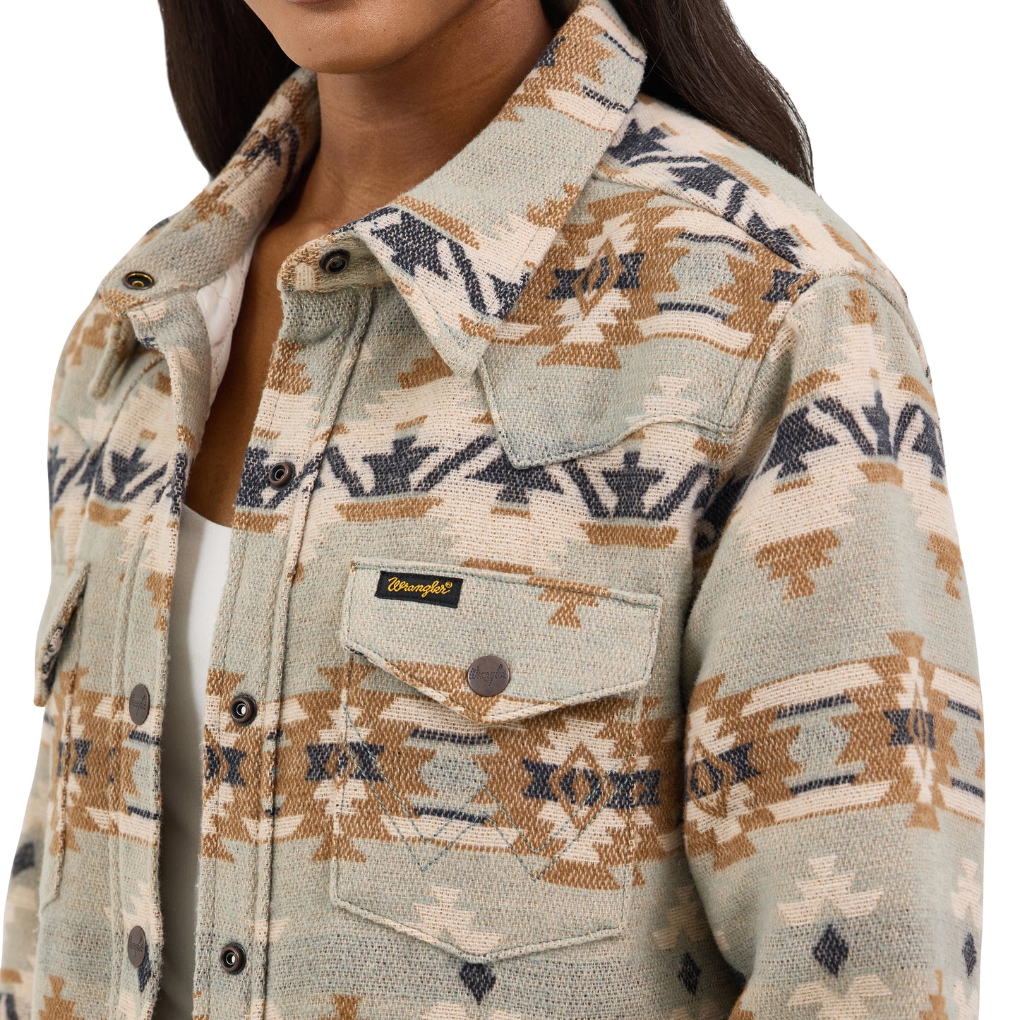 Women's Wrangler Quilt Lined Jacquard Shacket - Pale Green