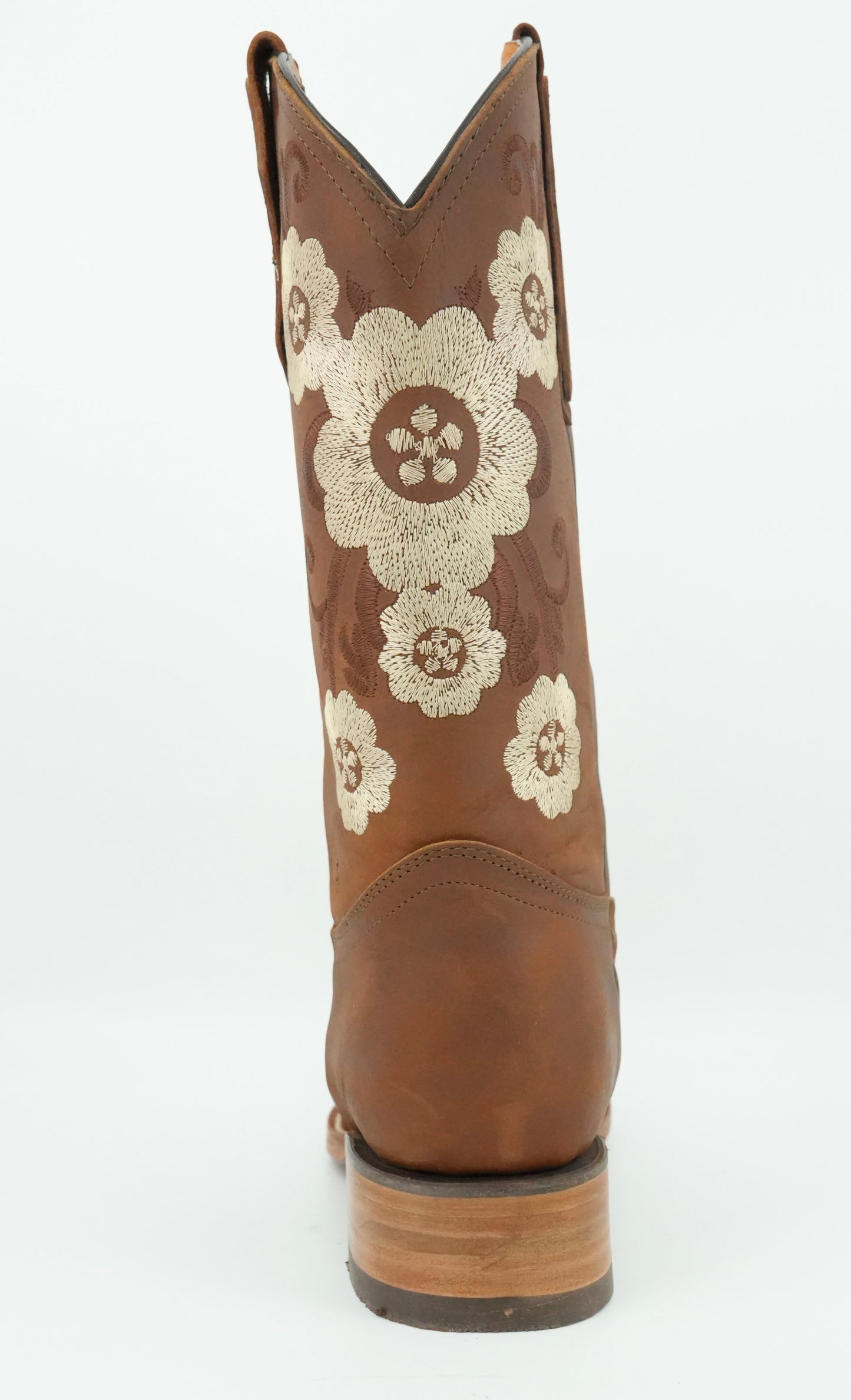 La Sierra Women's Mahogany Embroidered Floral Square Toe Boot