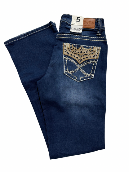 Danesi Blue Bling Brown Pocket Bootcut Jean