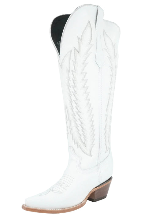 Rock'em Women's Valentina Tall Wide Calf Snip Toe Boot - White