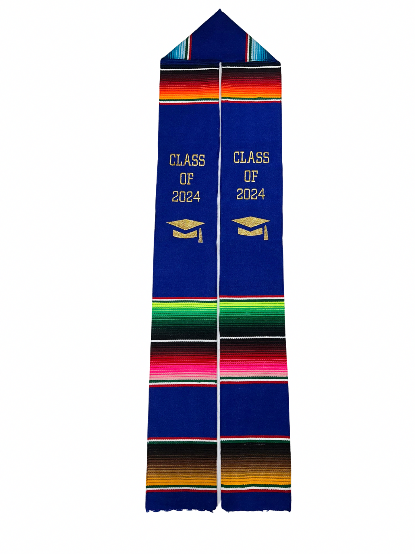 Graduation Stole Class of 2024 Mexican Serape Royal Blue
