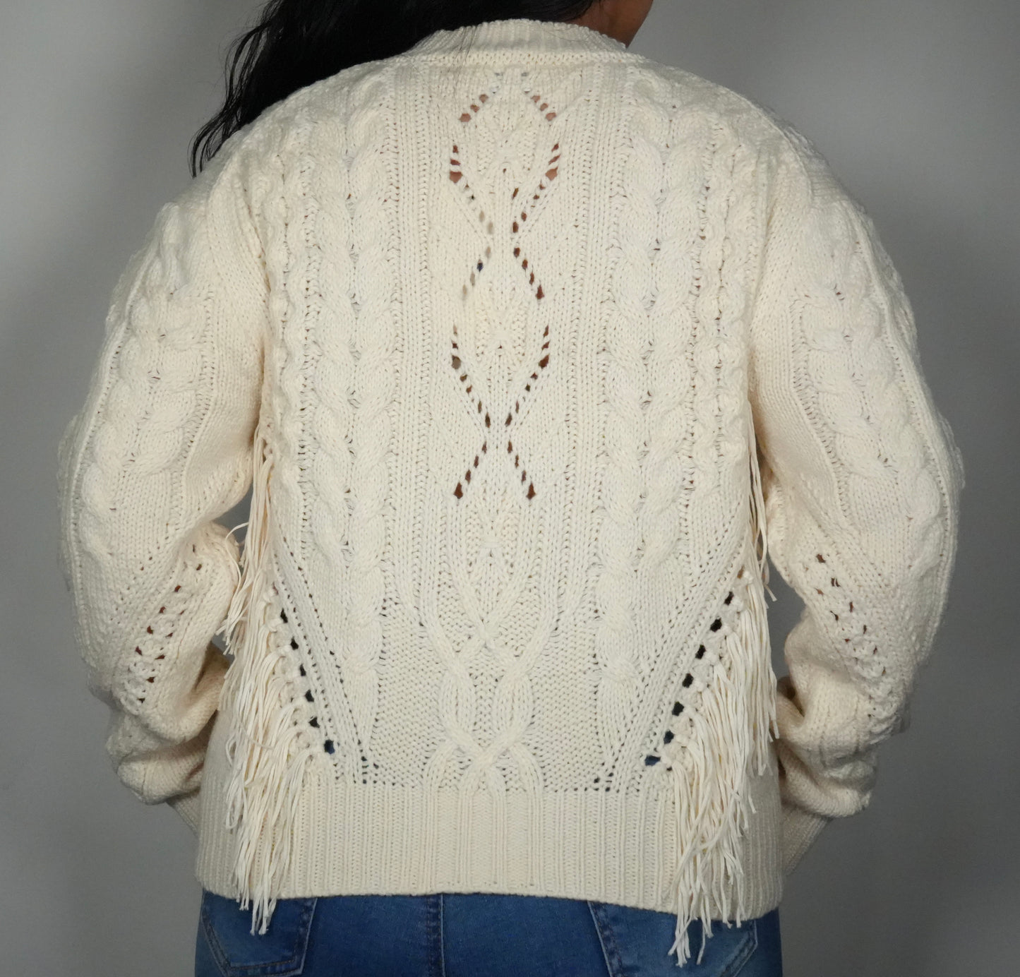 Blue B Women’s Mock Neck Fringe Sweater - Ivory