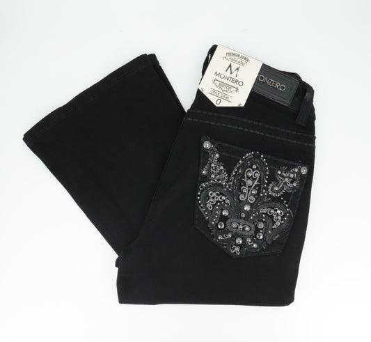 Montero Women's Bling Pocket Black Bootcut Jean