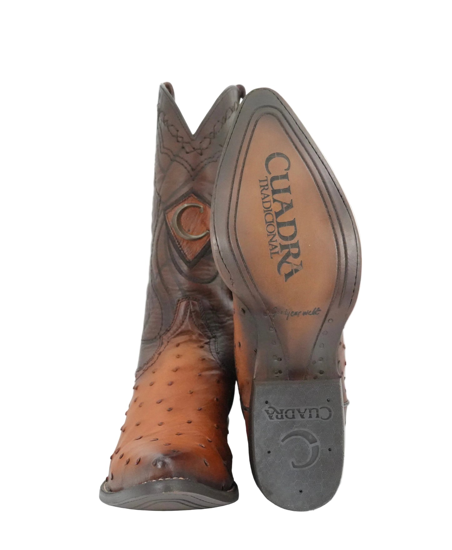 Cuadra Men's Genuine Ostrich Snip Toe Boot - Brown Honey