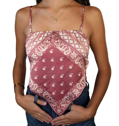 Rock & Roll Denim Women's Bandana Tank Top - Burgundy