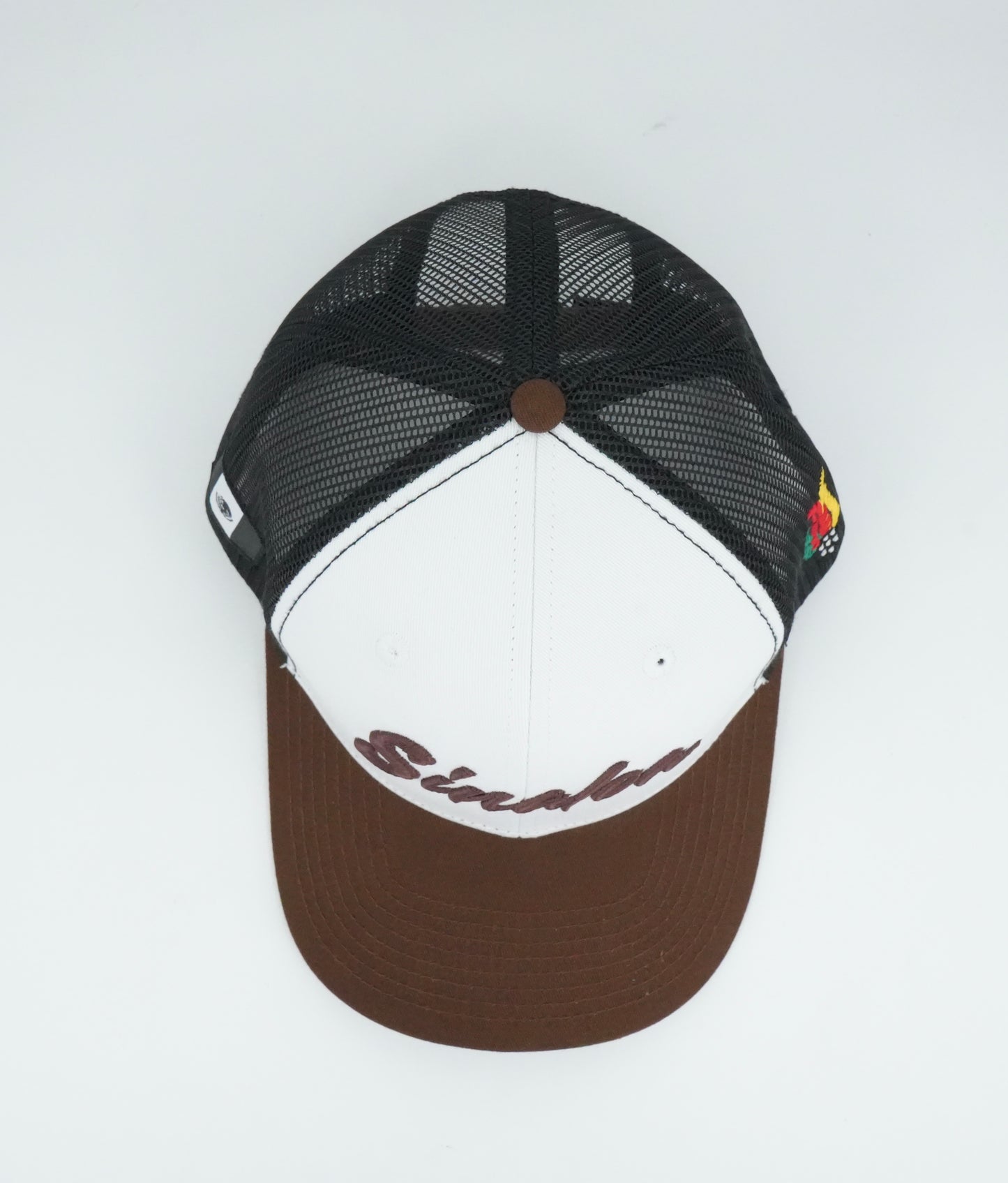 45 Cursive Trucker Cap- White/Chocolate