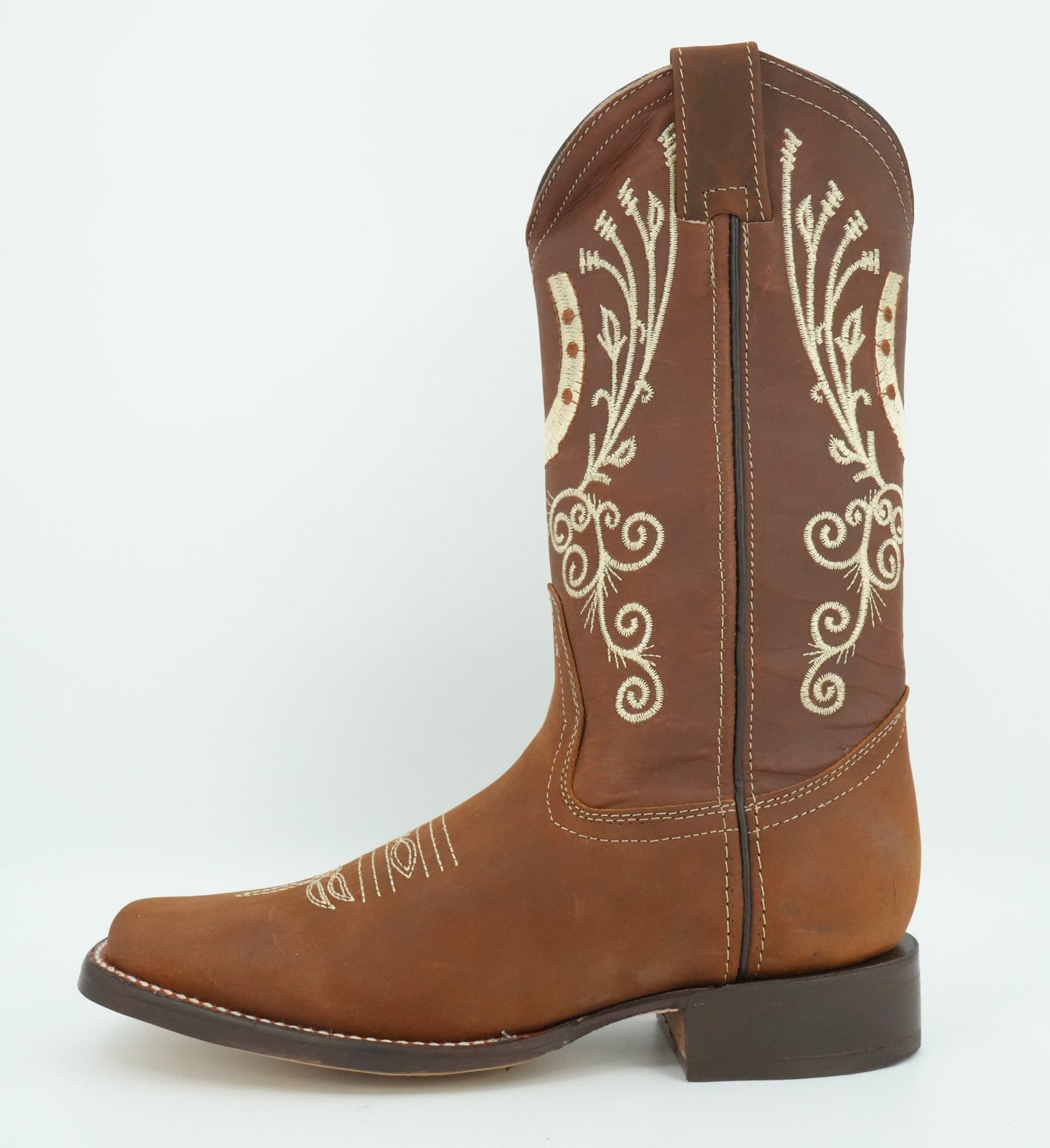 La Sierra Women's Tang Embroidered Horseshoes Square Toe Boot