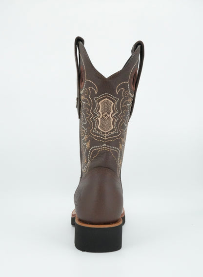 Wild West Men’s Grisly Brown Leather Square Toe EVA Sole Boot