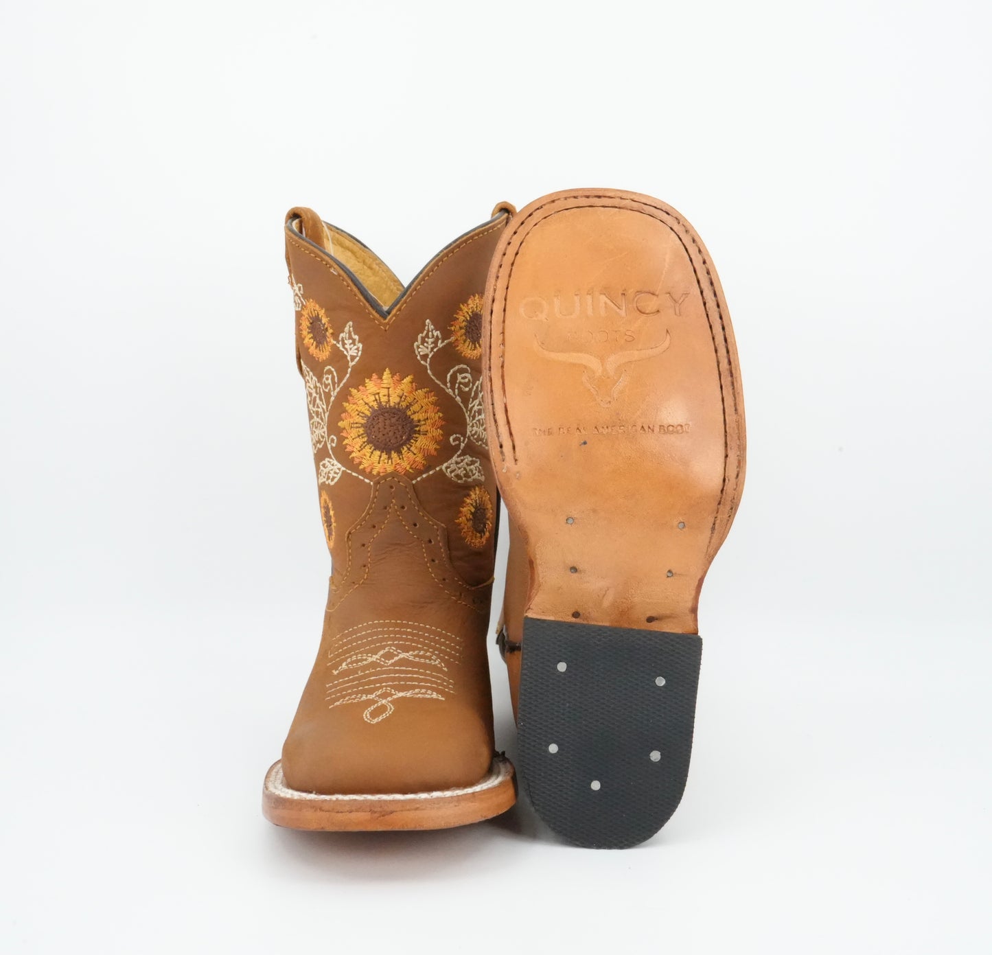 Quincy Kid's Crazy Tang Sunflowers Square Toe Boot