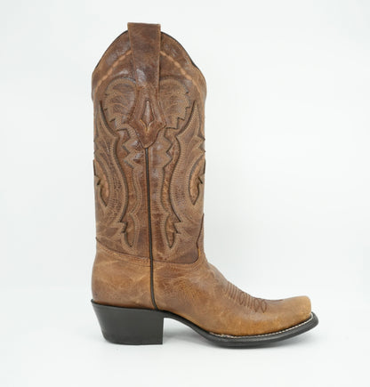 Bota Dubái de cuero color canela envejecido para mujer de Wild West