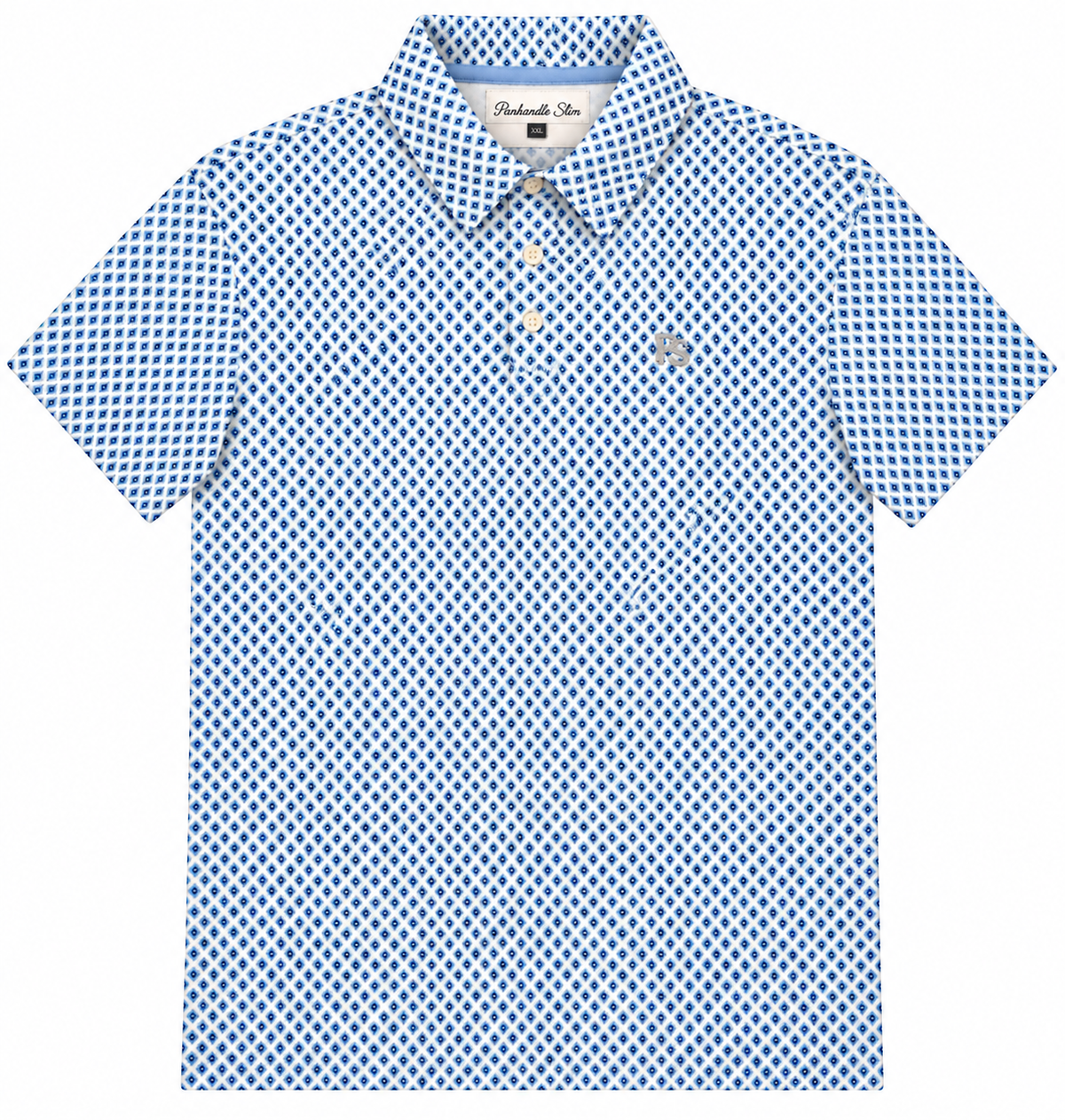 Panhandle Slim Men's Aztec Diamond Short Sleeve Polo - Blue