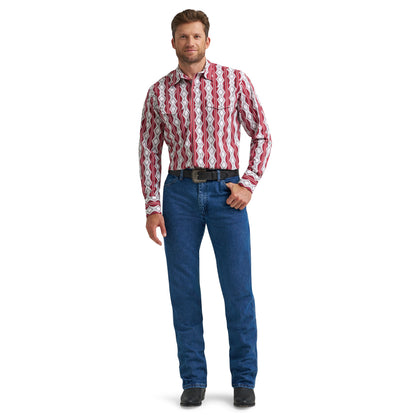 Wrangler Checotah Long Sleeve Western Snap Shirt - Burgundy