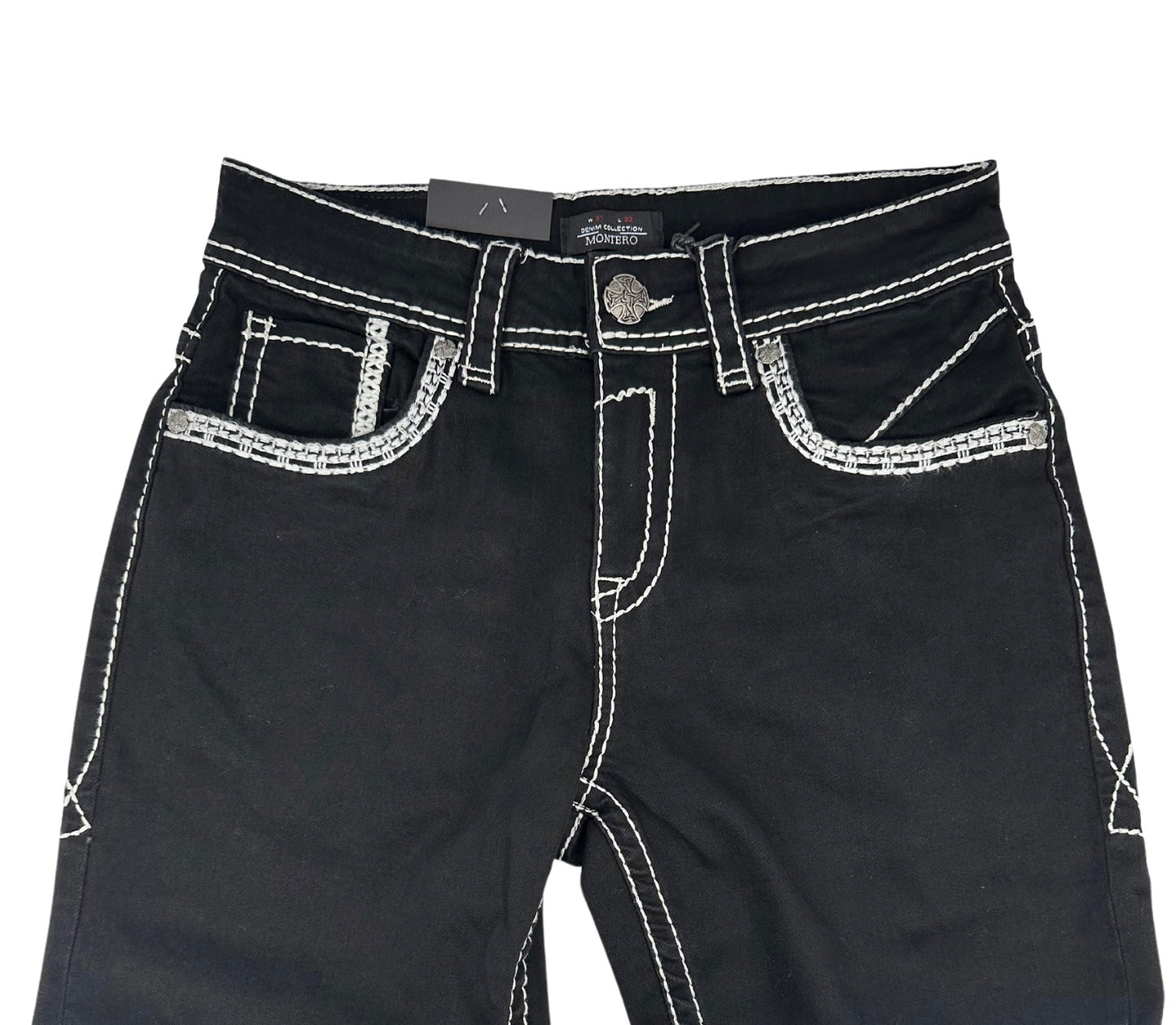 Montero Denim Ace Stitched Pocket Black Modern Boot Jean