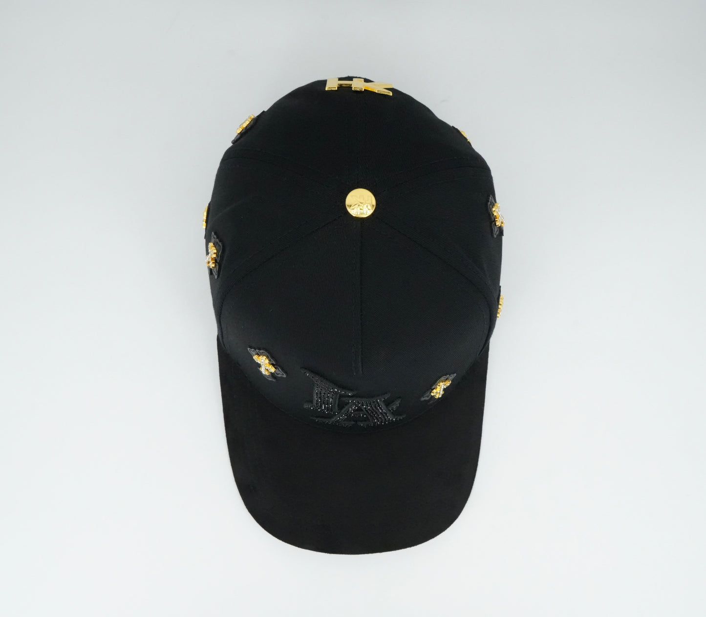 Kevin Hats LA Small Gold Cross Blings Black Cap