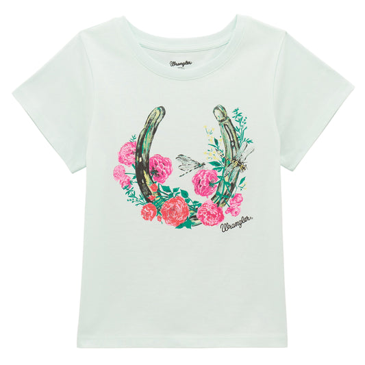 Wrangler Girl's Horseshoe Floral Graphic Tee - Blue