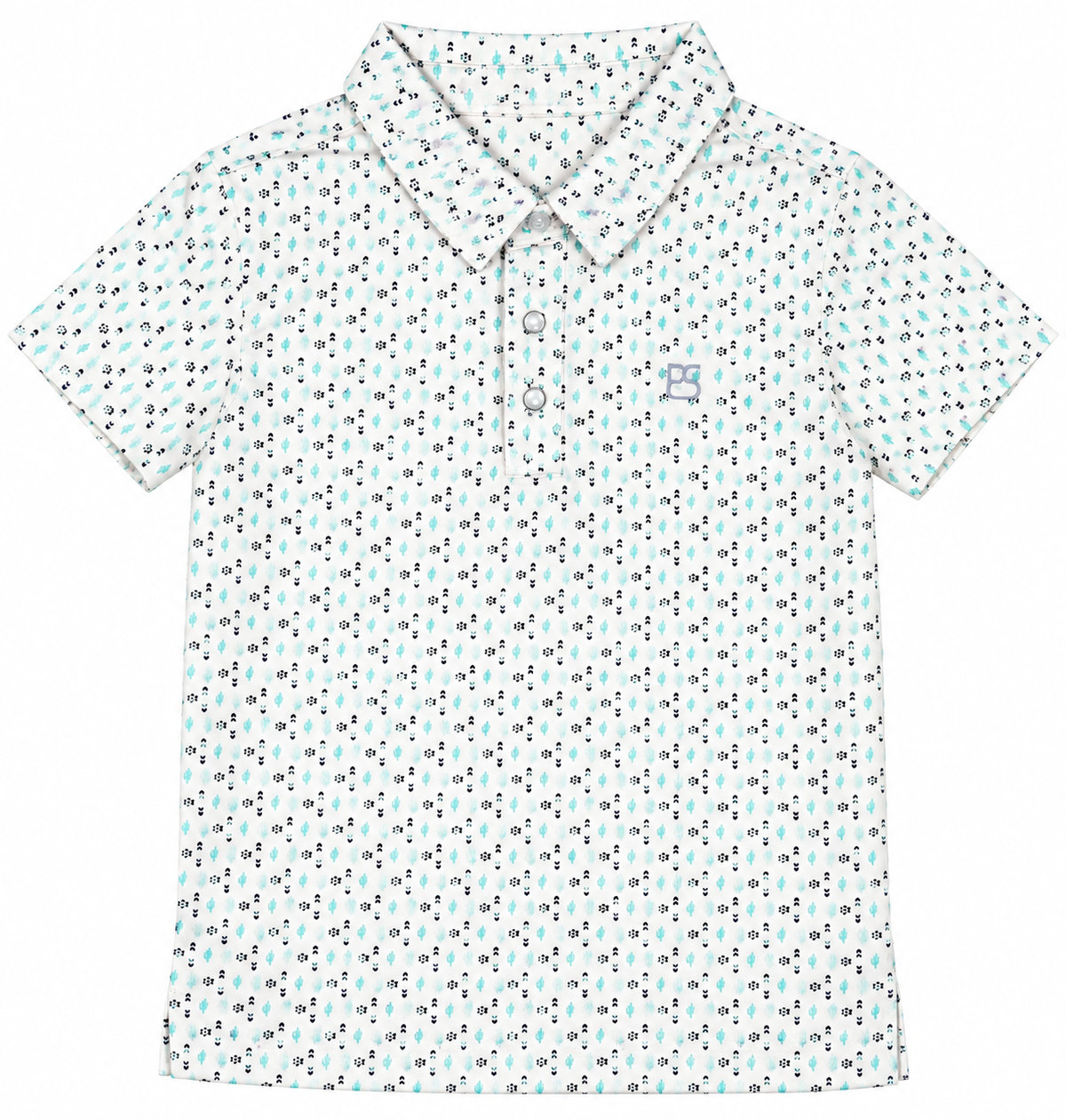 Panhandle Slim Boy's Aztec Motif Short Sleeve Polo - Ecru