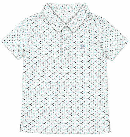 Panhandle Slim Boy's Aztec Motif Short Sleeve Polo - Ecru