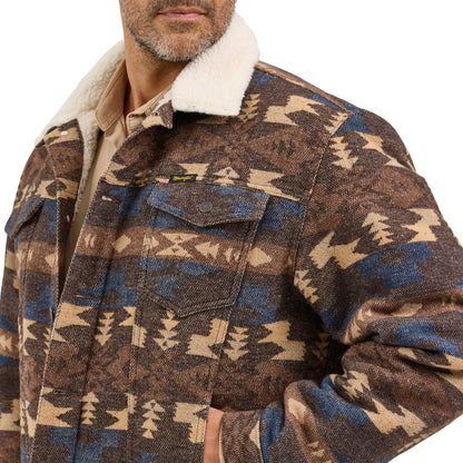 Men's Wrangler Sherpa Lined Jacquard Print Jacket - Chocolate
