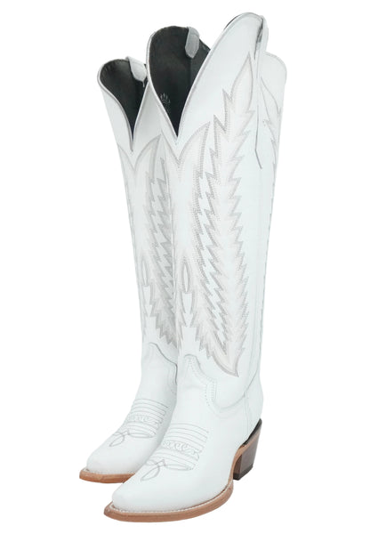 Rock'em Women's Valentina Tall Wide Calf Snip Toe Boot - White