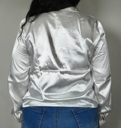 Ijoah Women's Front Button Down Long Sleeve Top - White