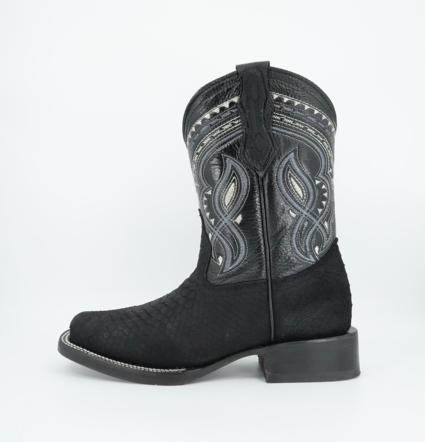 La Sierra Men's Black Python Print Square Toe Boot