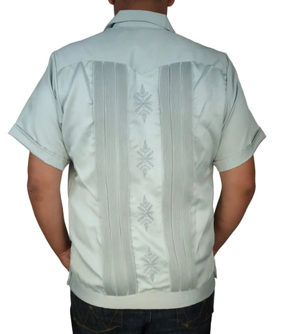 Copacabana Men's Short Sleeve Polyester Guayabera - Cement Green