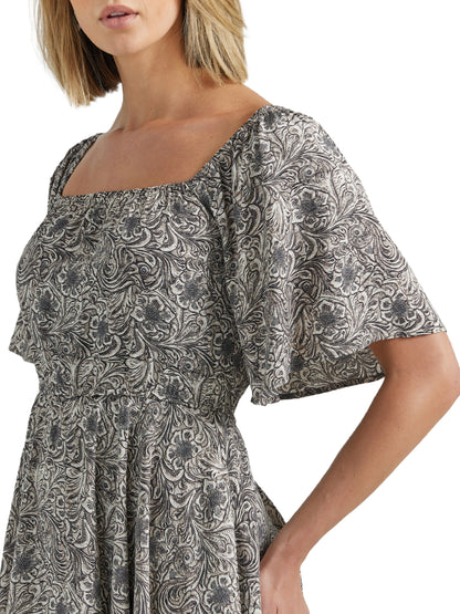 Wrangler Retro Women's Americana Flutter Sleeve Dress Grey