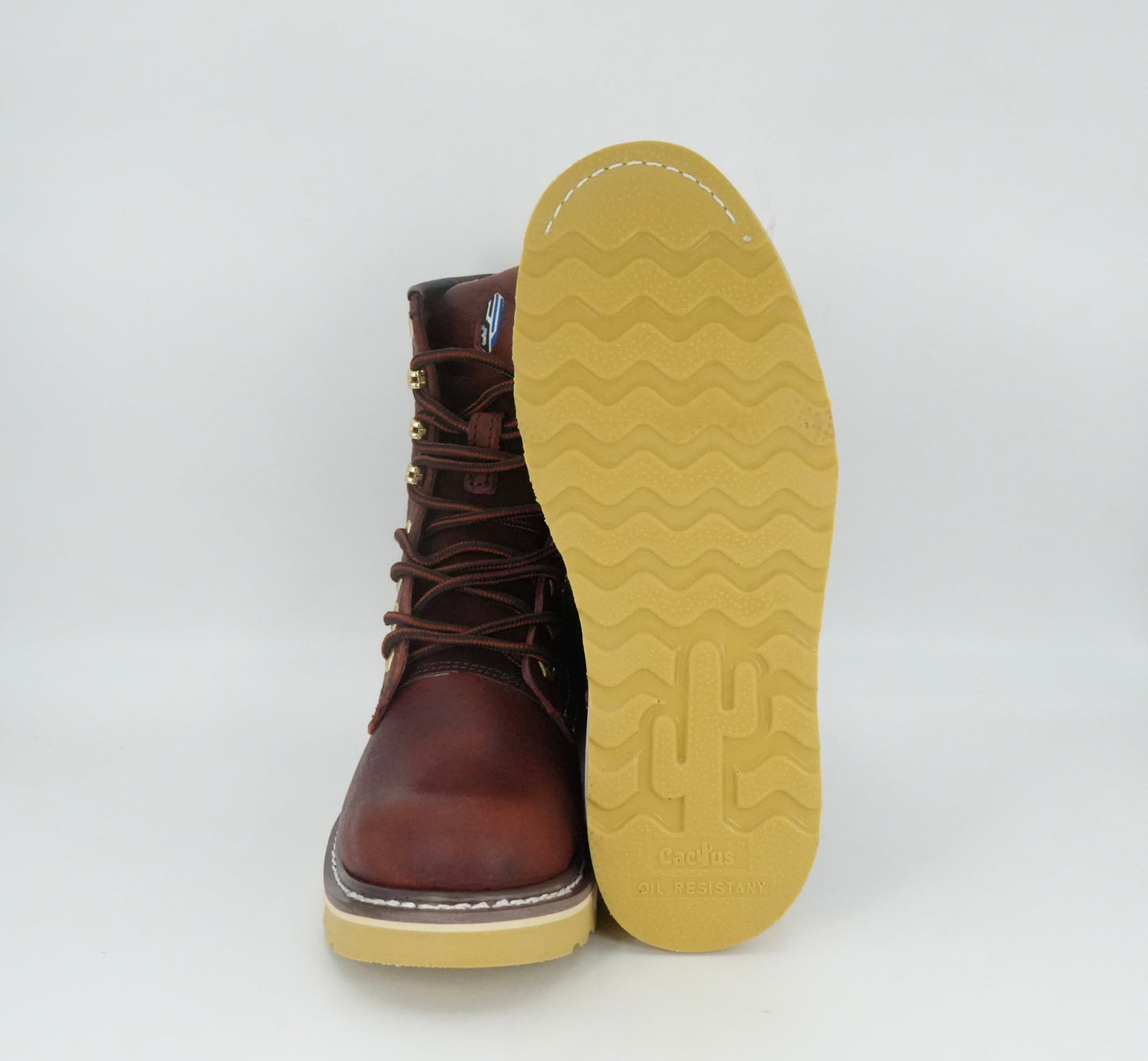 Cactus Men's Leather Lace Up Work Boot - Wine