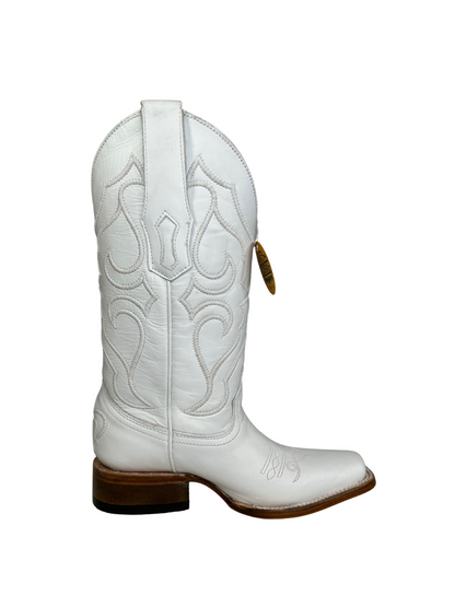 Corral Women's White Leather Embroided Square Toe Boot