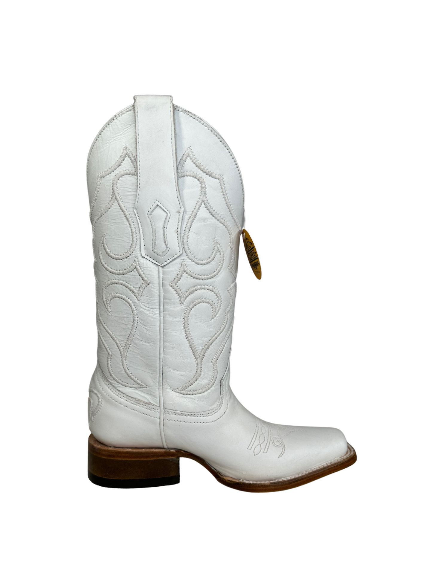 Corral Women's White Leather Embroided Square Toe Boot