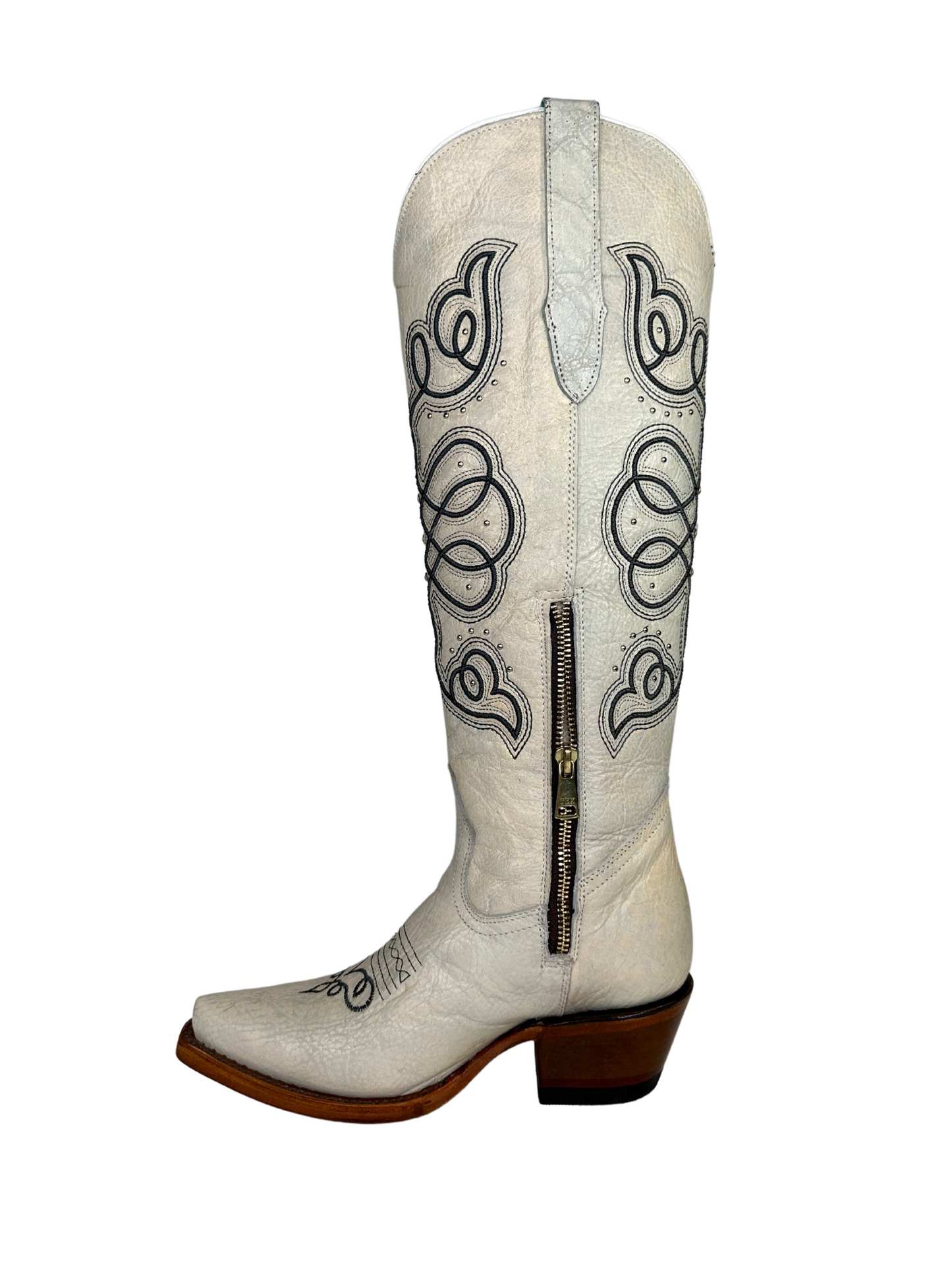 Quincy White Tall Leather Boot